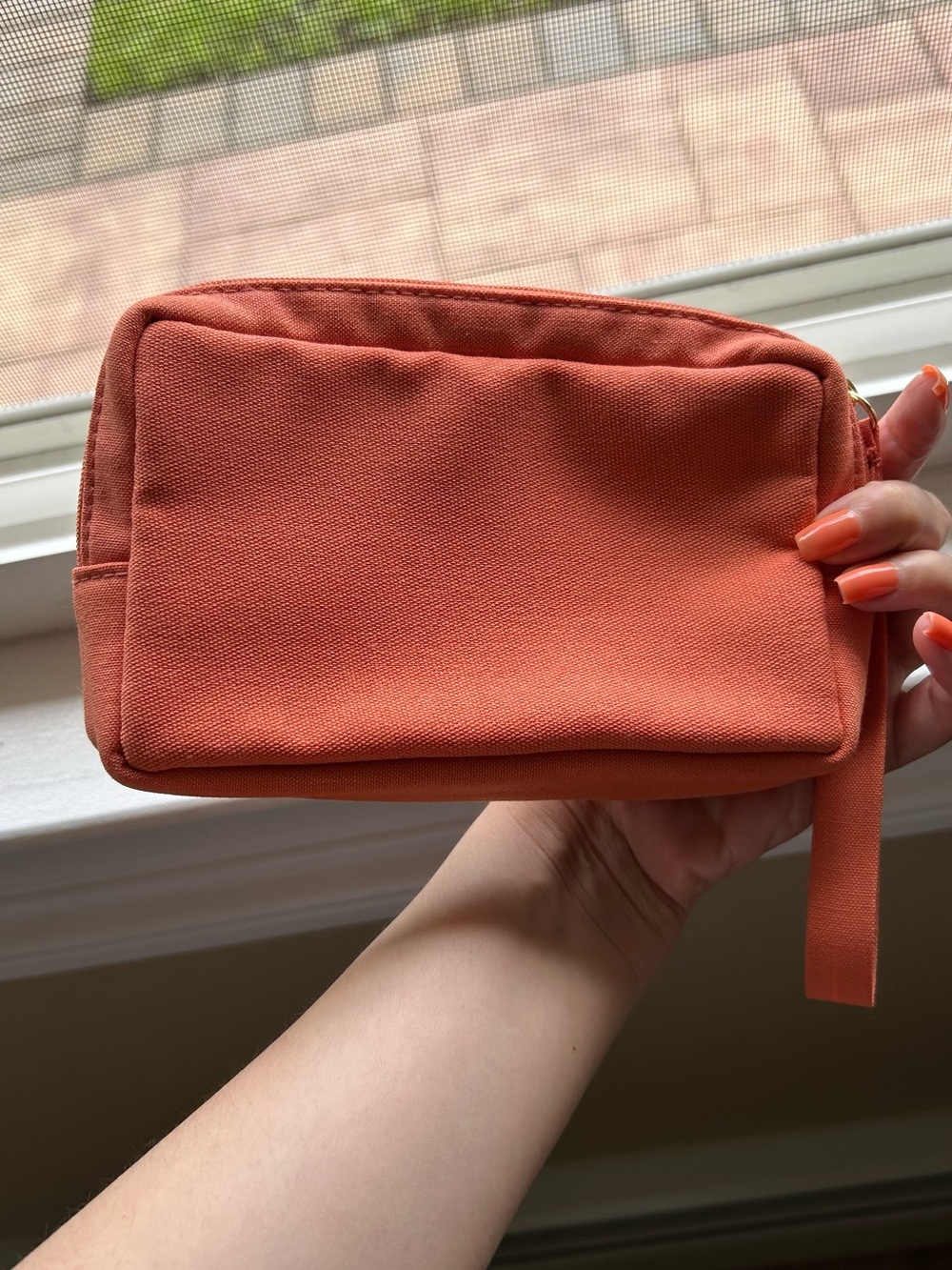 Valentino Orange Embossed V Wristlet Pouch - Picture 2 of 4